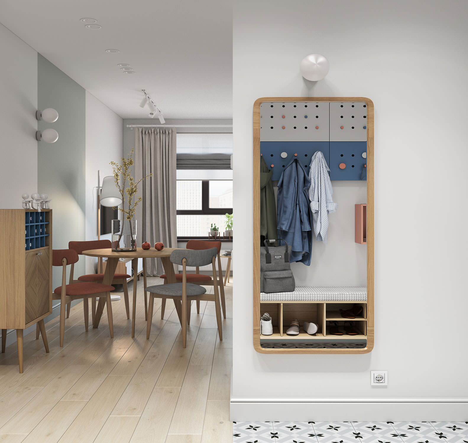 Вид из прихожей на кухонную зону