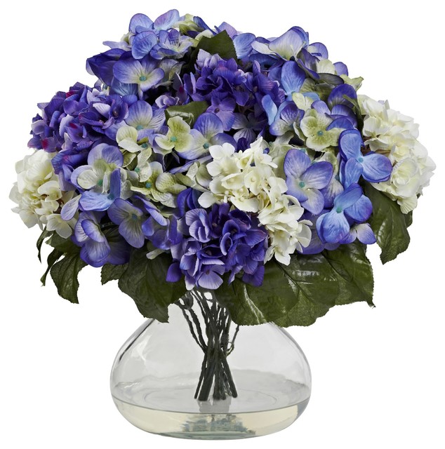 Artificial Flowers Hydrangea With Large Vase Silk Flowers