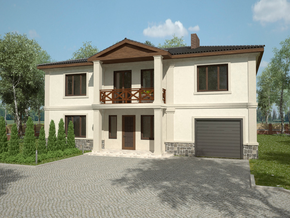 Эскизный проект частного двухэтажного дома с гаражом