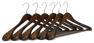 Wooden Extra-Wide Shoulder Suit Hangers for Coat and Pants, Set of 6 - Transitional - Clothes Hangers - Other - by APPEARANCES INTERNATIONAL