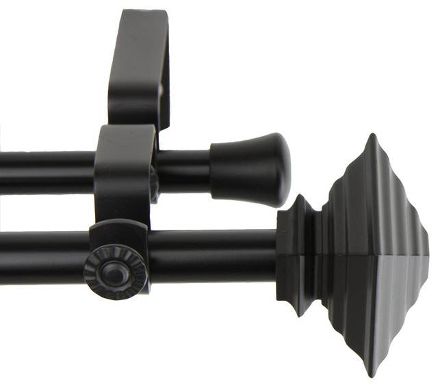 Rod Desyne Home Window Decorative Black Quad Double Curtain Rod