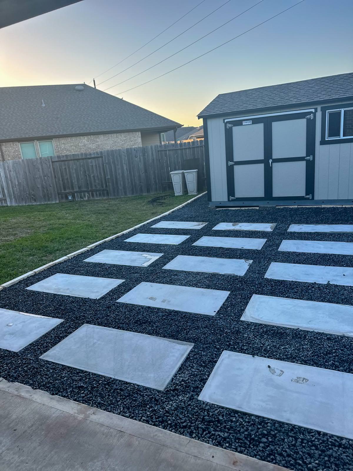 Backyard paver patio with gravel!
