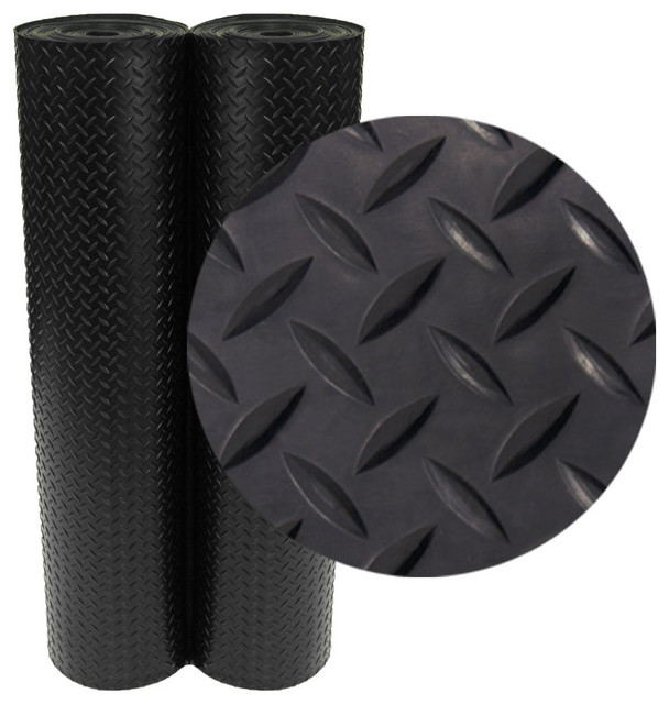 RubberCal Diamond Plate Rubber Flooring Rolls, 3mm, 4'x4