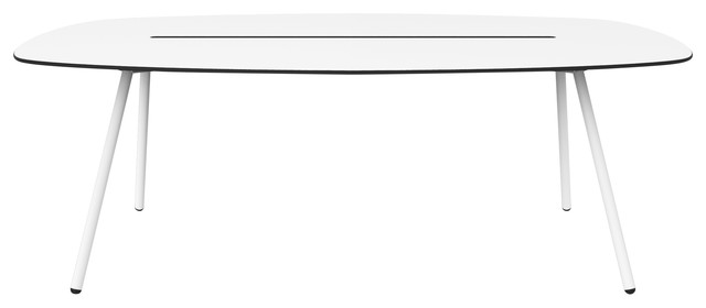 Medium A-Lowha Long Board Table, White, White Frame