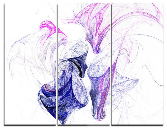 Colored Smoke Purple Digital Metal Wall Art 3 Panels 36 X28