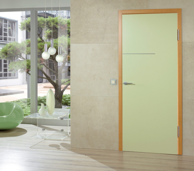 Colorful Interior Doors Midcentury Living Room Miami By
