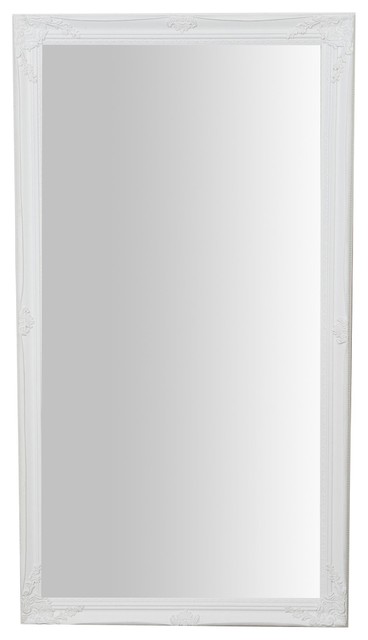 Carved Corner Full Length Wall Mirror, White, 72x132 cm