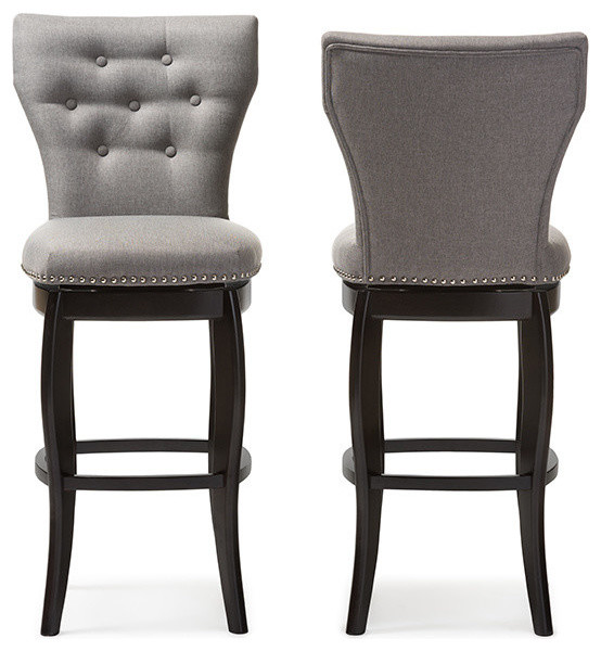Leonice Faux Leather On Tufted Swivel Bar Stools Set Of 2 Leonice Faux Leather On Tufted Swivel Bar Stools Set Of 2 Transitional And Counter By Virventures