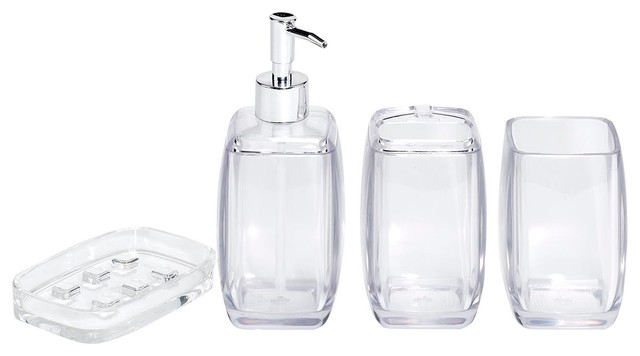Bath Bliss Acrylic Bathroom Set 4 Pieces Contemporary Bath Bliss Acrylic Bathroom Set 4 Pieces Clear Tall