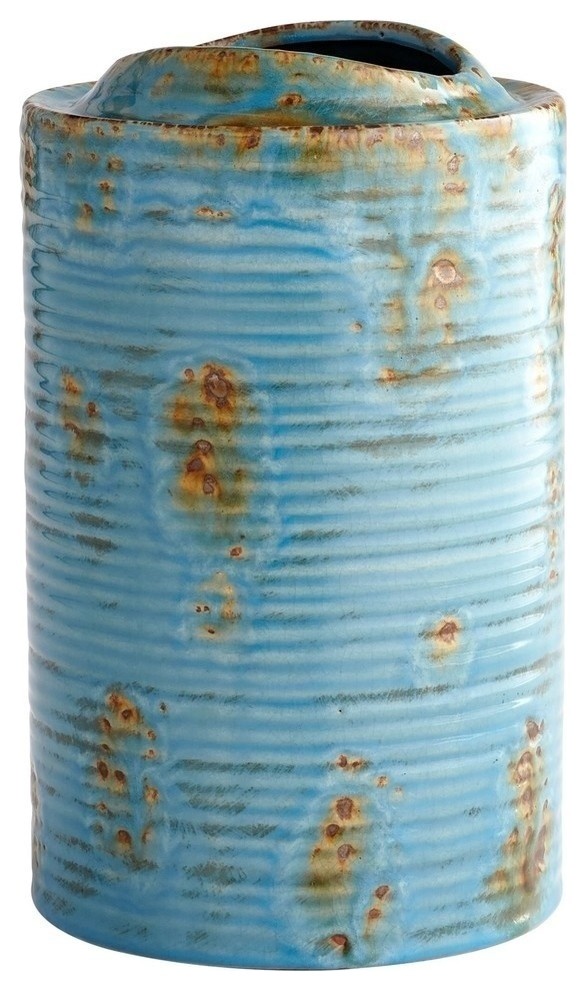 Cyan Medium Brussels Vase, Blue Glaze