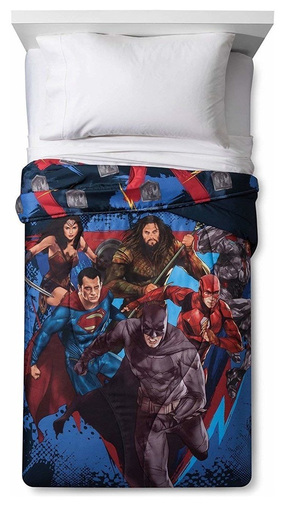 Licensed DC Superman Universe Man of Steel Reversible Twin Size Stitched Quilt 