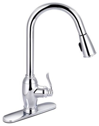 Banner Dual Setting Pull Down Spray Kitchen Faucet, Chrome