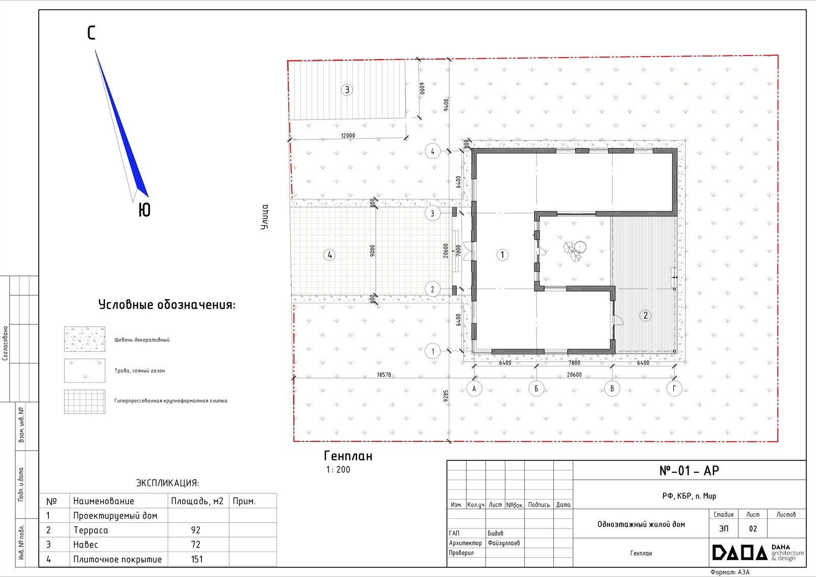 Современный одноэтажный дом с патио