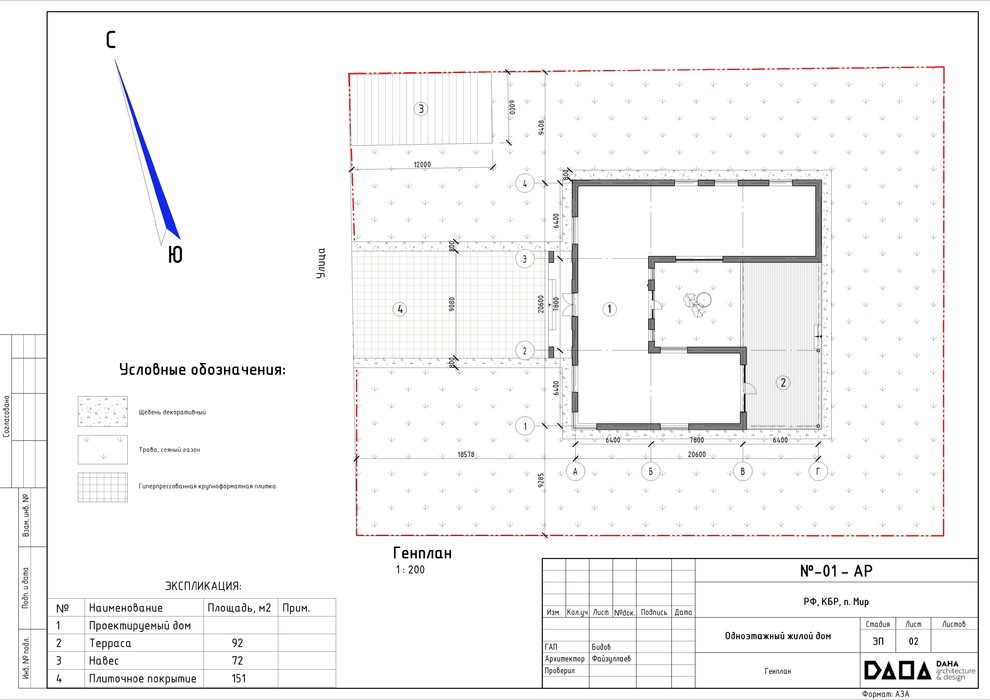 Современный одноэтажный дом с патио