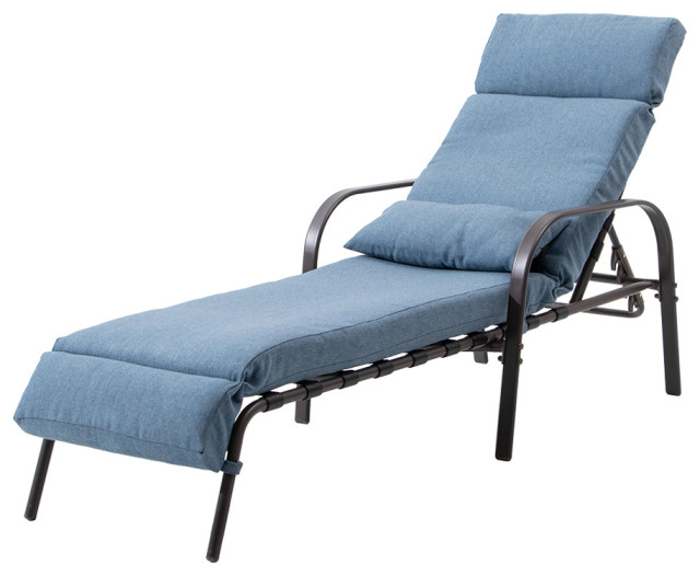 Outdoor&Indoor Adjustable Chaise Lounge Chair with Cushion and Pillow -  Transitional - Outdoor Chaise Lounges - by RIVERSTAR INC | Houzz