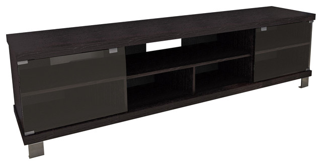 Pemberly Row 71 Extra Wide Tv Stand In Ravenwood Black Contemporary Entertainment Centers And Tv Stands By Homesquare