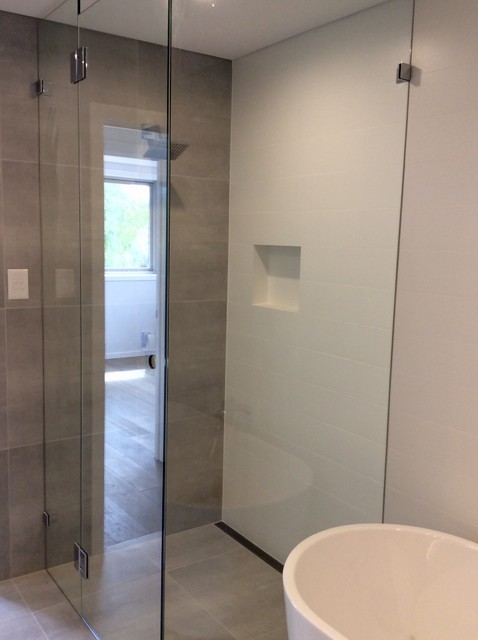 To Ceiling Frameless Shower Screen Contemporary Bathroom
