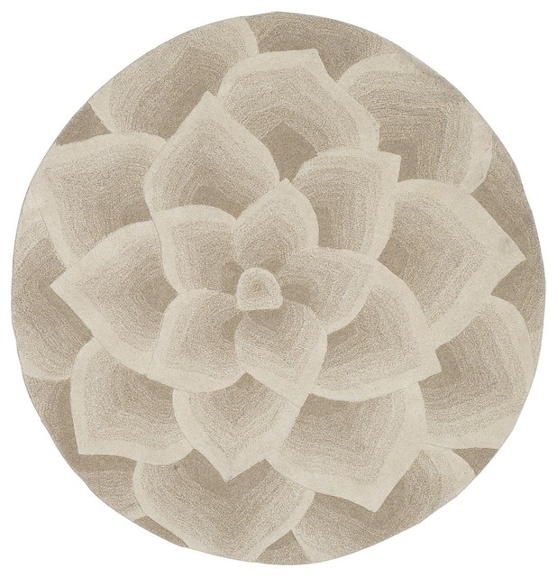 Rose Tufted Round Rug, Ivory Contemporary Rugs Other by Pier 1