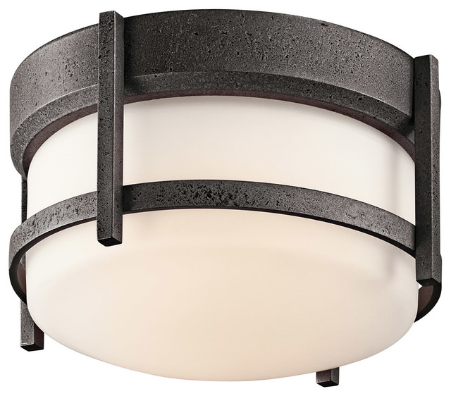 Kichler Camden Flush Mount Outdoor Lighting Fixture, Anvil Iron Craftsman Outdoor Flush