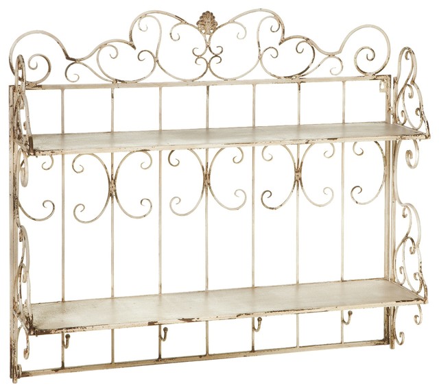Oversize Distressed Ivory Scroll Wall Shelf Farmhouse Display Oversize Distressed Ivory Scroll Wall Shelf