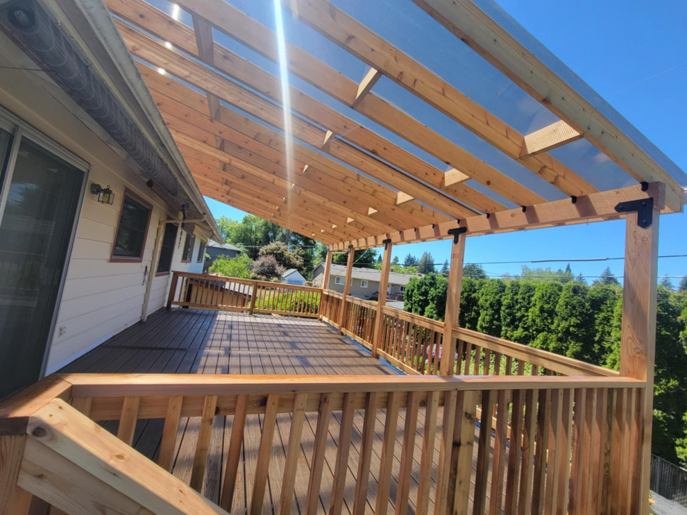 Composite deck with clear polycarbonate on it