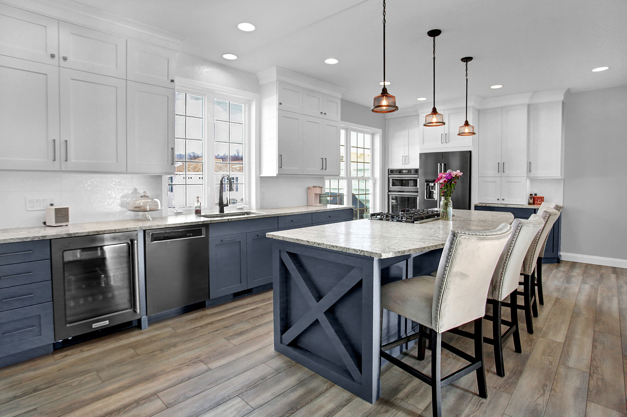 Blue & White Transitional Kitchen Remodel