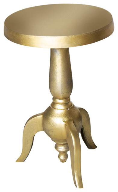 Gold Metal Round Accent Side Table