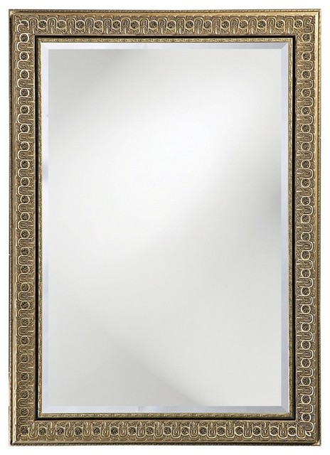 Traditional Silver Finish Black Trim European Style 44" High Wall Mirror