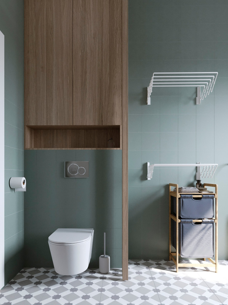 Современный интерьер дома с акцентами лестного цвета