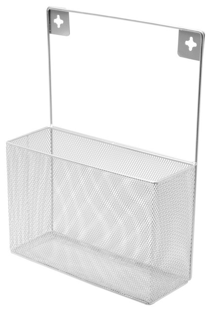 Mesh Silver Wall Mount Pantry Caddy Wrap Rack
