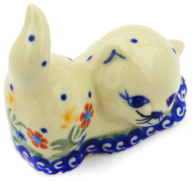 Polmedia Polish Pottery 3" Stoneware Cat Figurine