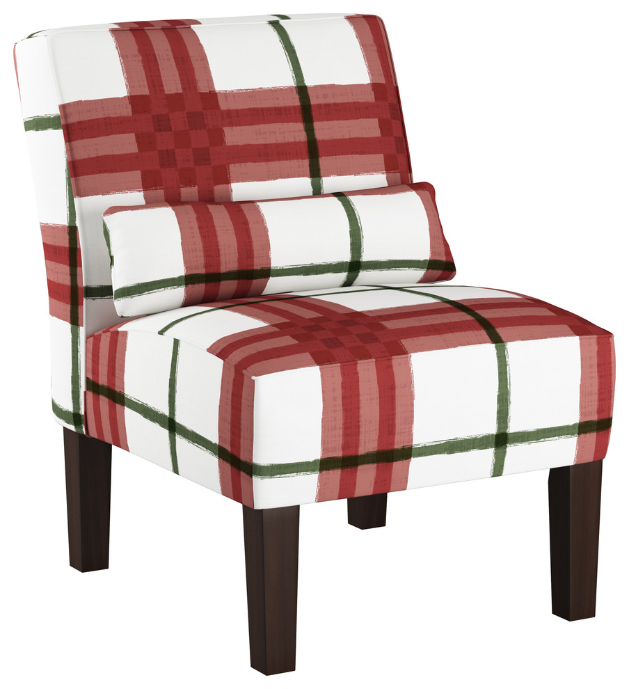 Joel Armless Chair, Brush Plaid Holiday