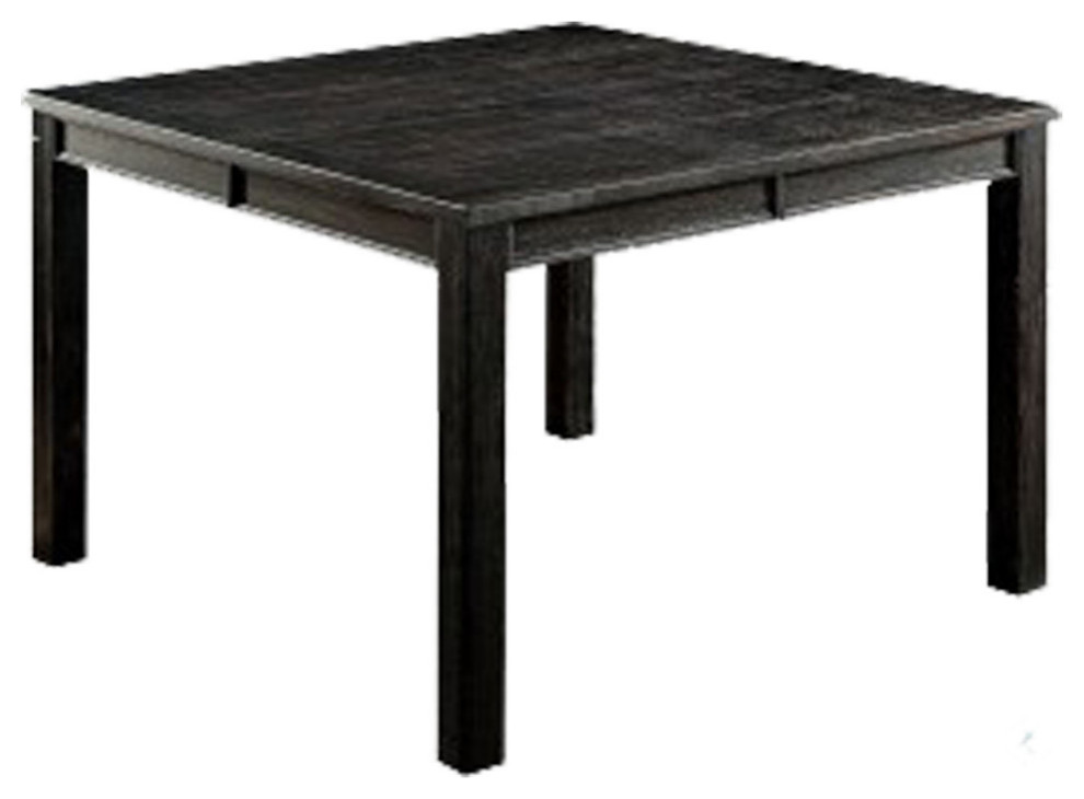 Rectangular Top Wooden Counter Height Table With Block Legs, Antique Black Transitional