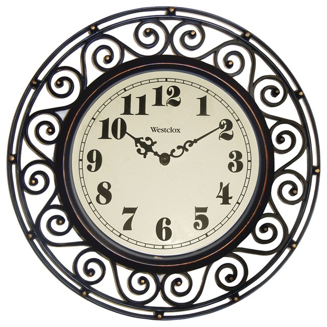 Westclox 32021 12 Round Filigree Rubbed Bronze Finish Clock Westclox 32021 12 Round Filigree Rubbed Bronze Finish Clock