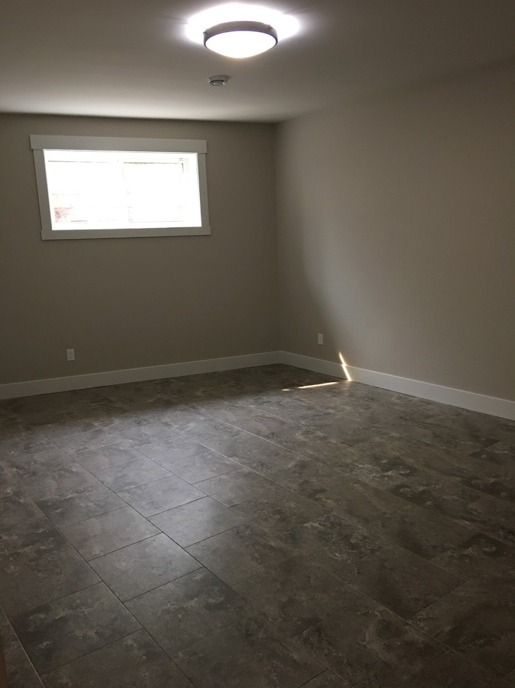 Inspiration for a rustic basement remodel in Edmonton