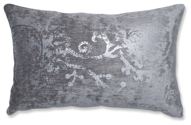 Pillow Perfect Metallic Suzani Gunmetal Rectangular Throw Pillow
