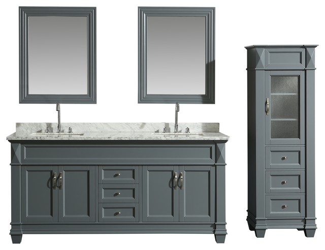 Hudson 72 Double Sink Vanity Set With, Double Bathroom Vanity Set With Linen Tower
