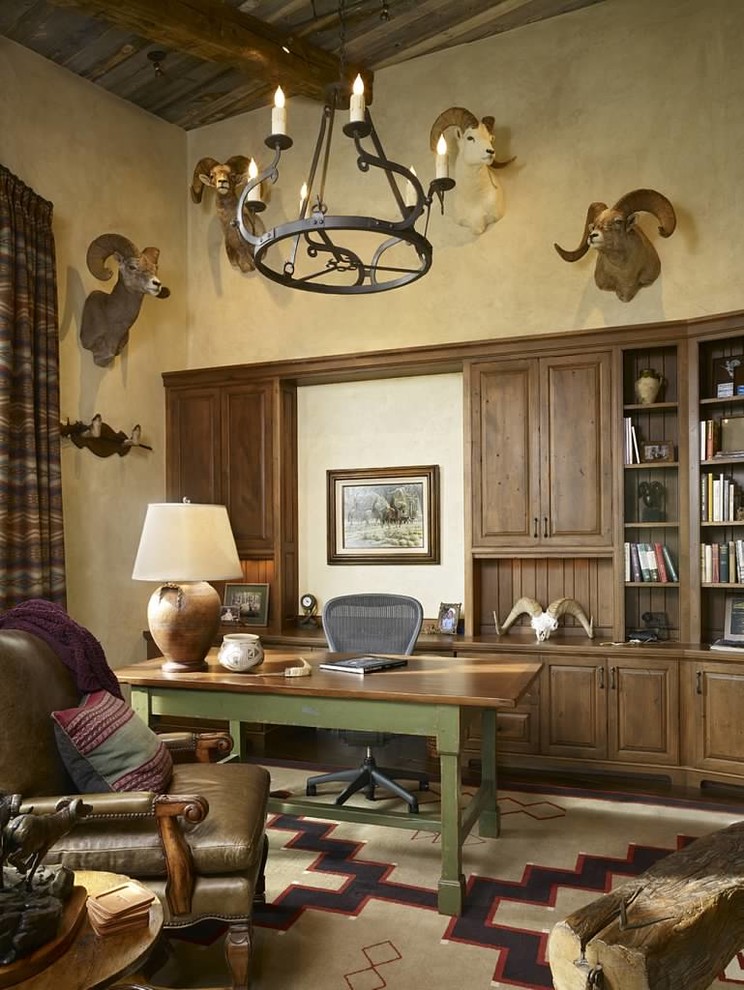 This is an example of a country home office in Denver.