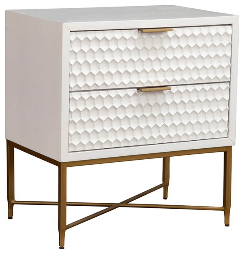 Catania Modern / Contemporary Wood 2 Drawer Nightstand in White