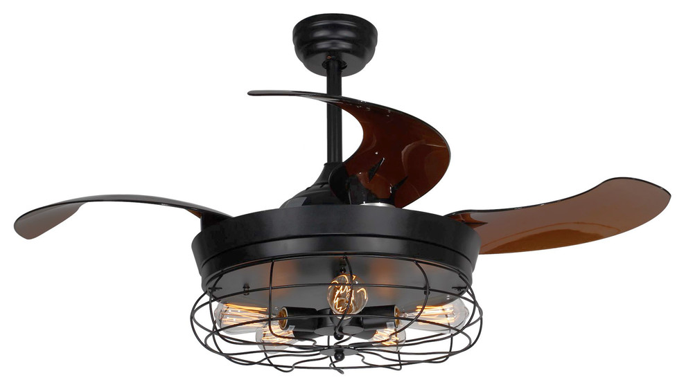 Industrial Ceiling Fan With Retractable Blades Fans By Flint Garden Inc Houzz - Industrial 36 Inch Black 3 Blade Ceiling Fan With Light Kit In Industrial Ceiling Fan With Retractable Blades Fans By Flint Garden Inc Houzz - Industrial 36 Inch Black 3 Blade Ceiling Fan With Light Kit In