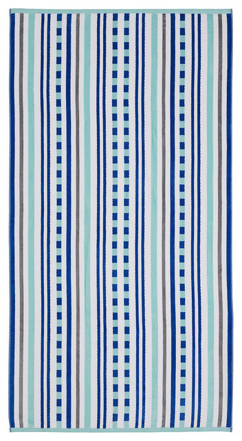 Cotton Stitch Stripe Textured (set of 2) Beach Towel - Aqua Sky