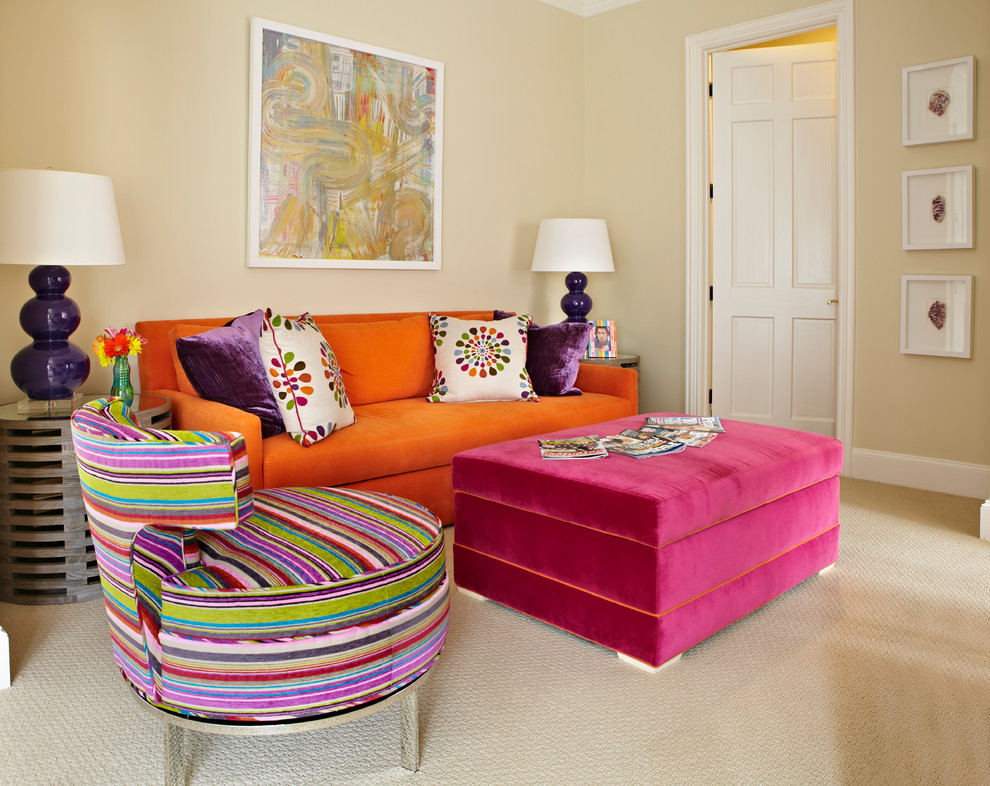 Teen room - mid-sized transitional girl teen room idea in New York with beige walls