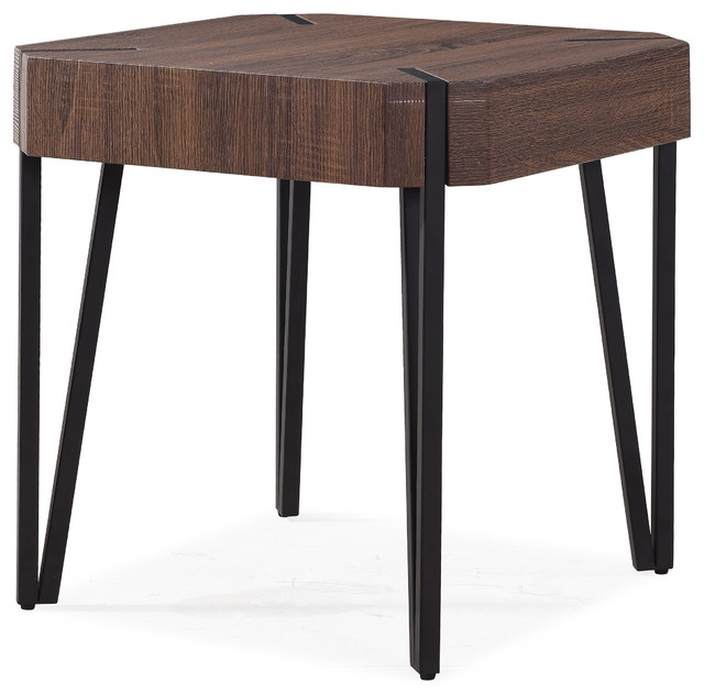 Dani Concrete Square End Table With Black Metal Legs Dani Dark Brown Oak Square End Table With Black Metal Legs