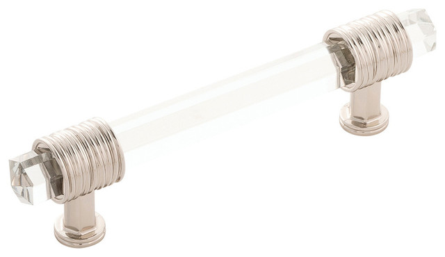 Chrysalis Collection Pull 3 3 4 Polished Nickel With Glass