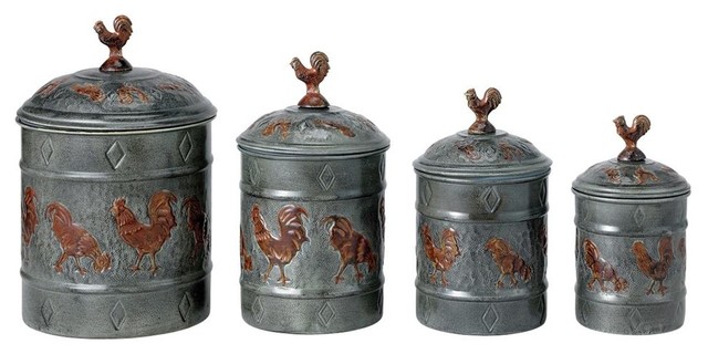 4-Pc Rooster Canister With Fresh Seal Covers