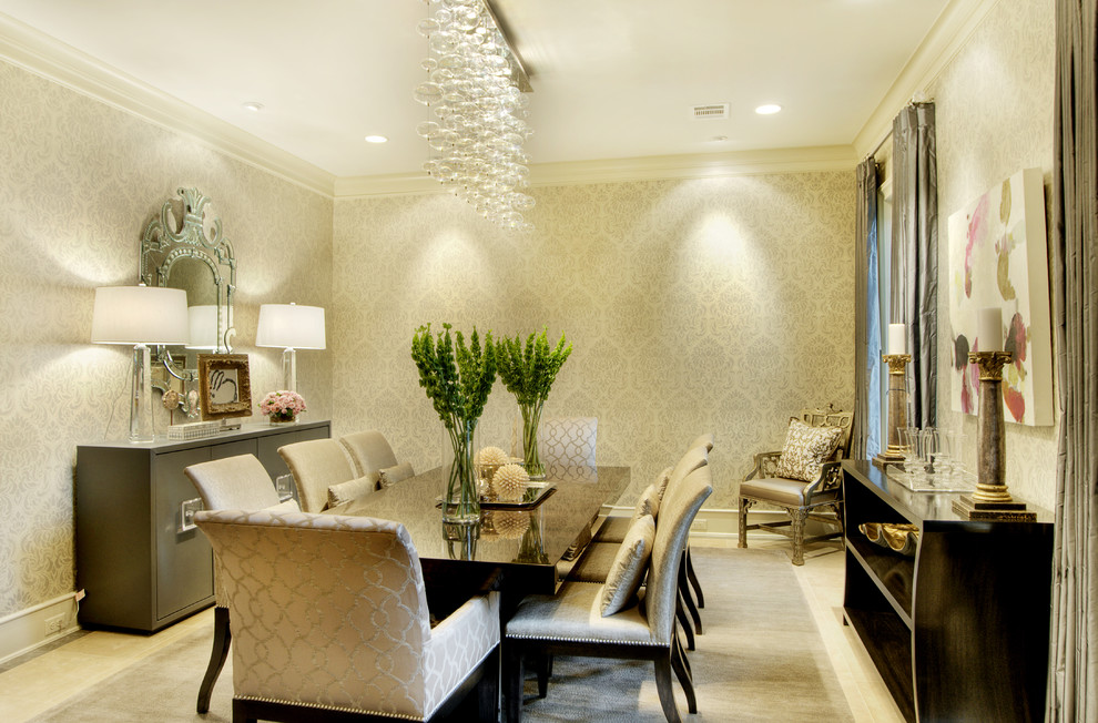 Design ideas for a contemporary dining room in Houston with beige walls.