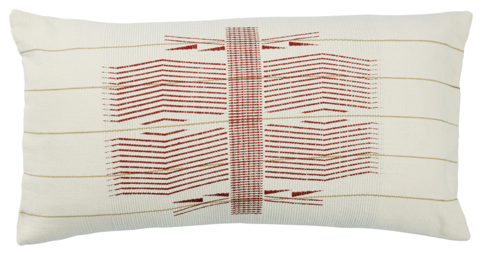 Jaipur Living Milak Tribal Red/Cream Down Pillow 12"X24" Lumbar