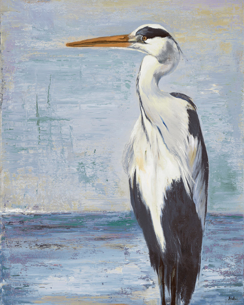 "Blue Heron on Blue II" Canvas Art, 16"x24"