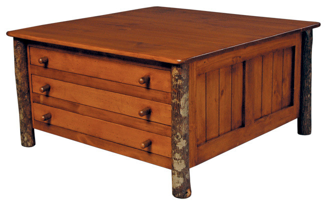 Black forest six drawer hickory cocktail table