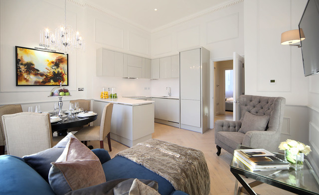 Gloucester Gardens Flat Renovation trendy-dagligstue